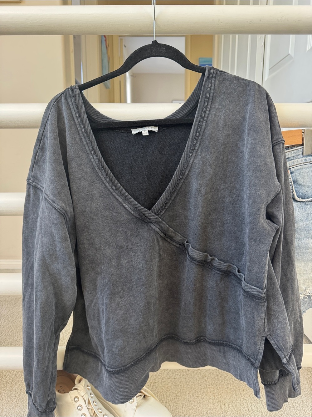 Z Supply Faded Charcoal V-Neck Pullover